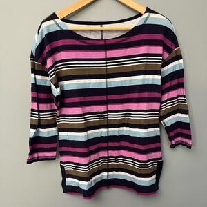Talbots Pink and Blue Striped Long Sleeve Top
